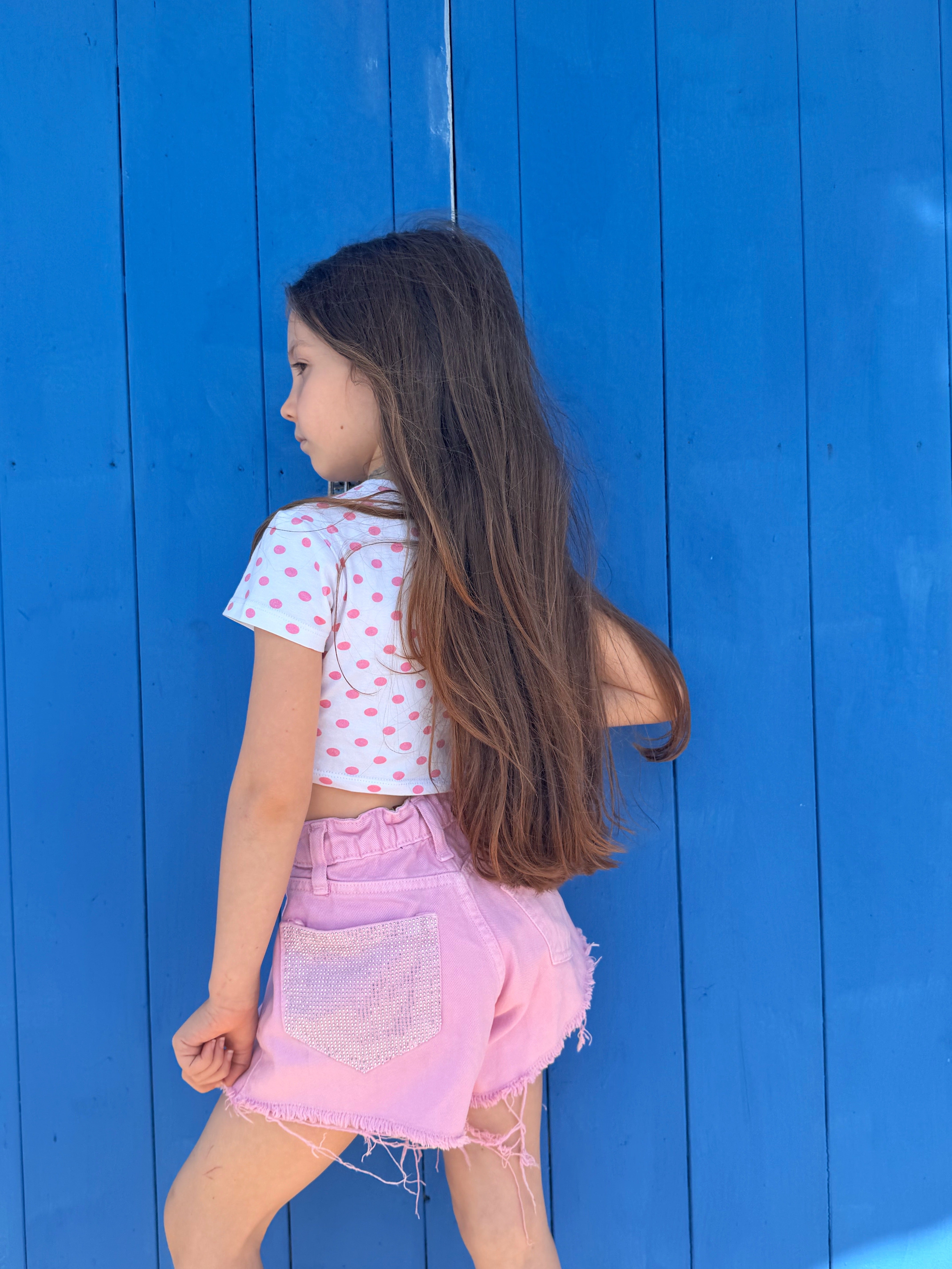 Denim pink glitter