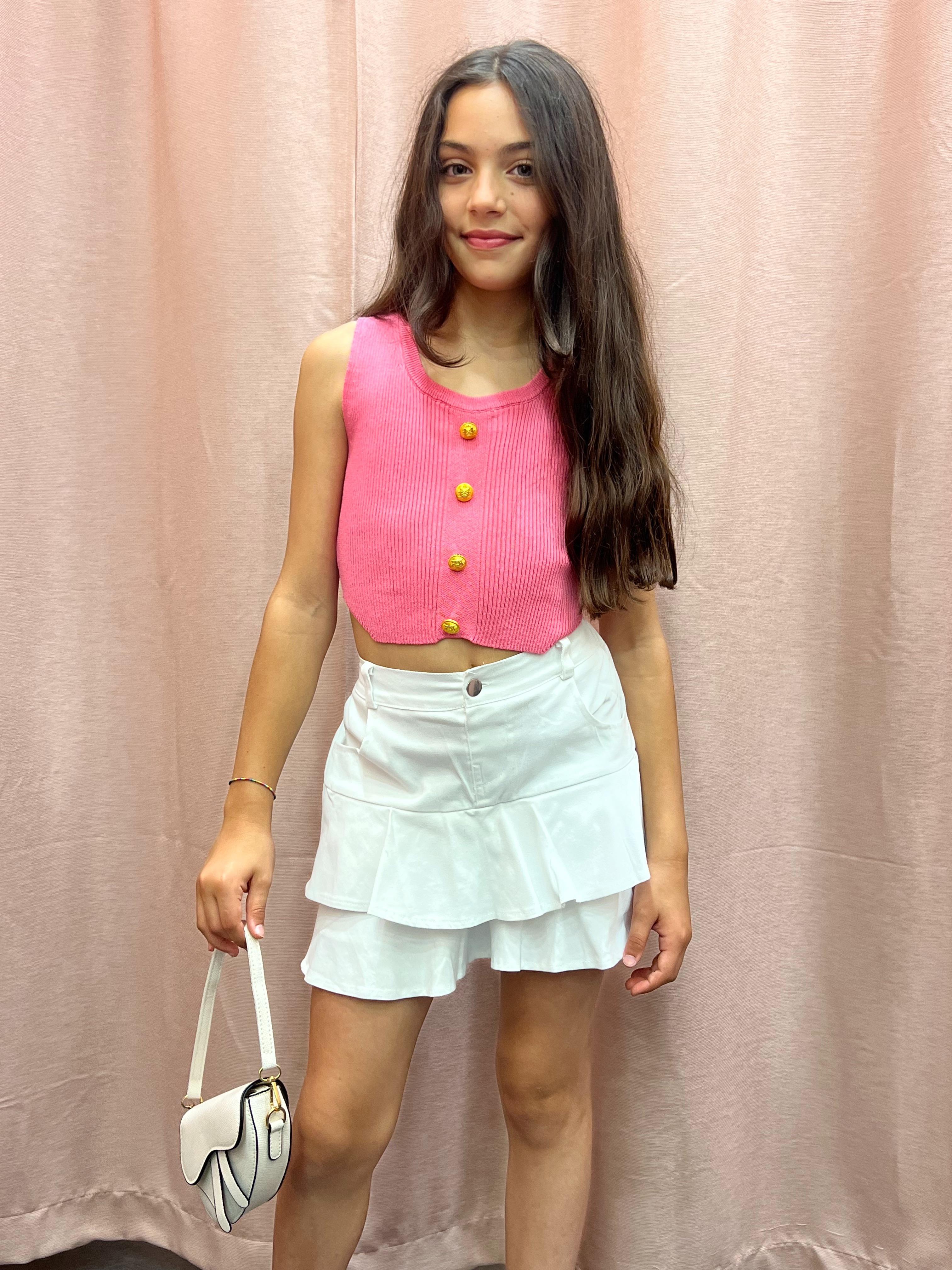 Maglia rosa bottoni oro