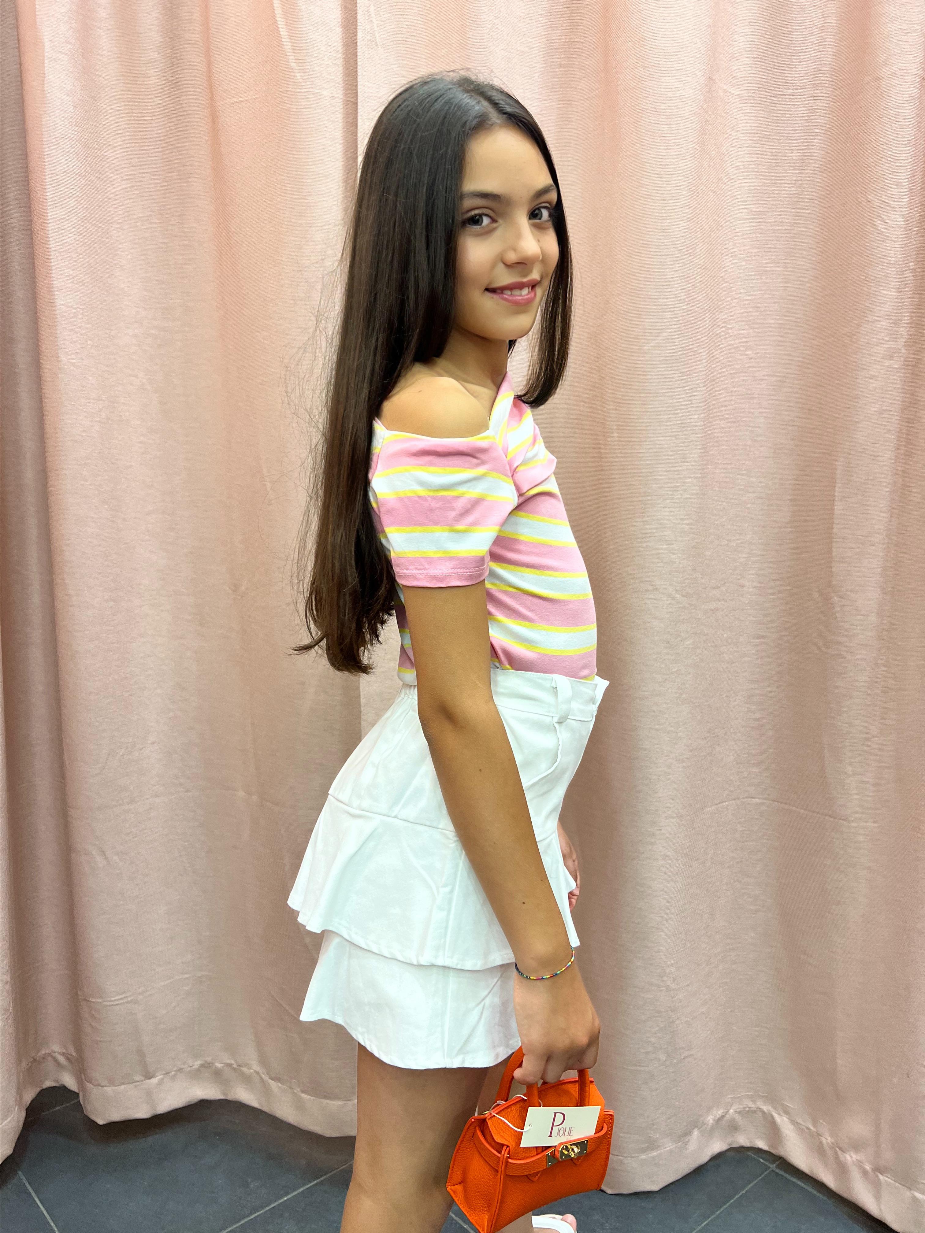 Maglia body a righe rosa